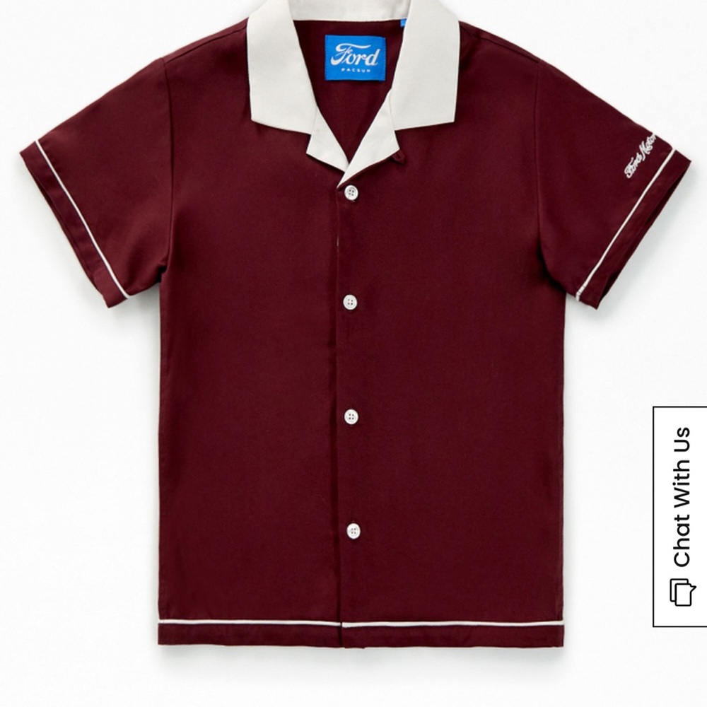 Ford Men’s Maroon and Cream Button Down Shirt